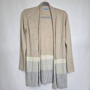 J. McLaughlin Cashmere Open Front Cardigan, Beige Cream Gray, Quiet Luxury XS